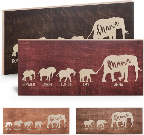 Vista 10 de Regalos para el día de la madre para mamá, letrero personalizado con nombres de niños, grabado, 4 colores, 11 x 5, regalos personalizados