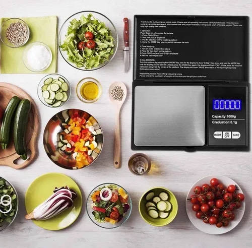 Vista 3 de Báscula de bolsillo digital de pesar gramos, 35.27 oz x 0.00 oz, báscula digital de gramos, báscula de alimentos, báscula de joyería, color negro