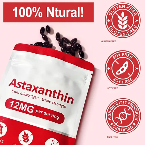 Vista 8 de VOFANK Astaxantina 12 mg, suplementos de astaxantina premium con actividad antioxidante, apoya los ojos, las articulaciones, el sistema