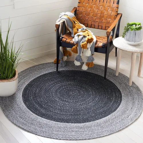 Vista 9 de SAFAVIEH Alfombra trenzada de la colección – Alfombra redonda de 3 pies, color beige y gris claro, casa de campo hecha a mano, ideal para zonas