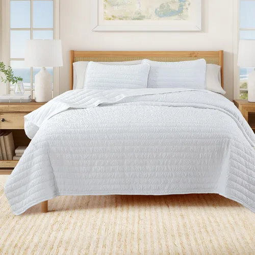 Vista 19 de Great Bay Home Juego de edredón individual/individual XL, juego de ropa de cama de 2 piezas con costuras en caja de sirsaca - colcha suave, ligera
