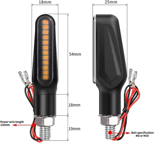 Vista 3 de Luces intermitentes para motocicleta, indicador de señal de giro secuencial, lámpara LED color ámbar (Paquete de 2)
