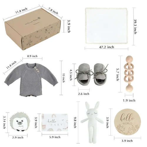 Vista 3 de meloom Set de regalo para bebé, caja de regalo para recién nacido, boho, género neutro, unisex, artículos esenciales para bebés, regalos de baby
