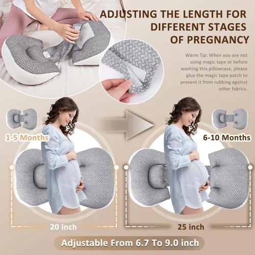 Vista 4 de Chilling Home Almohada de embarazo para dormir portátil, almohada de maternidad para dormir de lado, almohada de cuña de viaje, almohada corporal