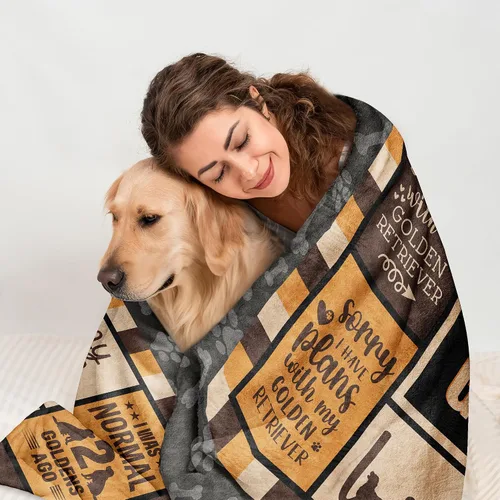 Vista 3 de Manta de regalo Golden Retriever para mujer, el mejor regalo para los amantes de los Golden Retriever, manta decorativa Goldens Retrievers de 60 x