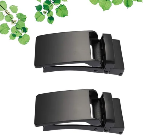 Vista 2 de EXCEART 2 hebillas de cinturón para hombre de aleación de negocios con hebilla automática única para cinturón (negro)