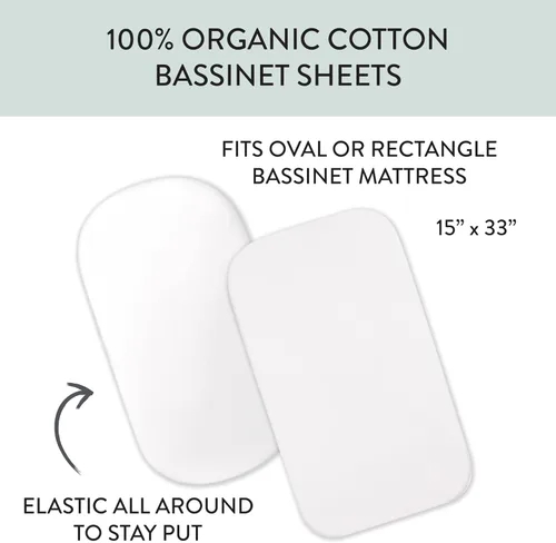 Vista 2 de HonestBaby Paquete de 2 sábanas de cuna de algodón orgánico, color blanco, talla única 2 Pack - blanco