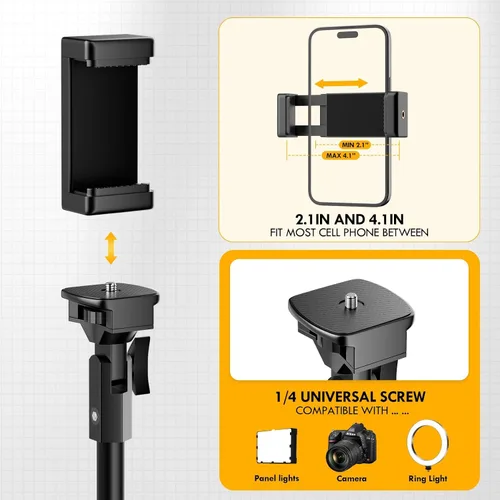 Vista 4 de Emart - Trípode para teléfono celular de 52 pulgadas con control remoto, ajustable Portable adjustable cellphone tripod with remote control,ideal