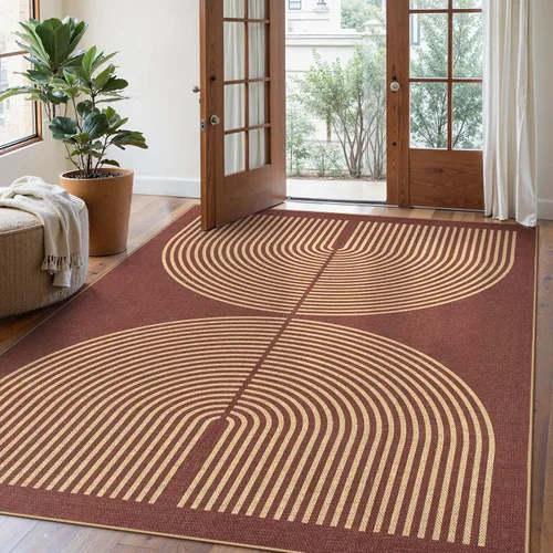 Vista 55 de Lahome Tapetes geométricos para puerta de interior para entrada, alfombra antideslizante lavable de 2 x 3 negro / neutro