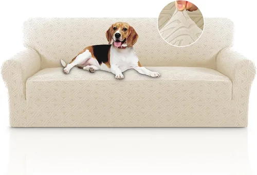 Vista 18 de PrinceDeco Funda elástica para sofá de 3 cojines, funda de sofá de tela jacquard de elastano de 1 pieza, funda universal antideslizante, protector