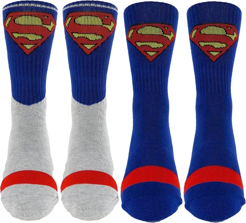 Vista 2 de DC Comics Superman - Calcetines deportivos (2 pares) (talla única, azul), Azul