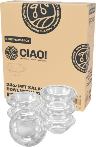 Vista 10 de CIAO! Tazón de fruta y ensalada PET transparente de 18 oz con tapa de cúpula rosa (150/caja)