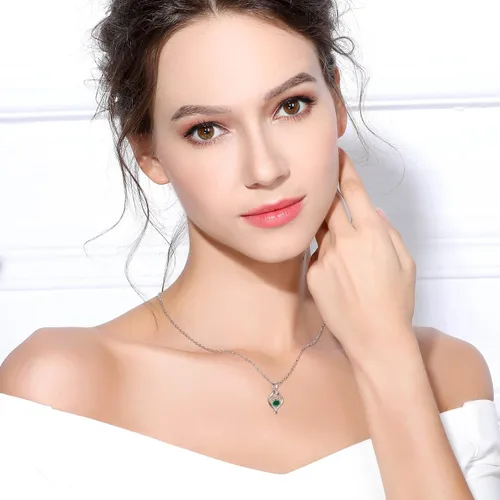 Vista 4 de CELESTIA Collares de plata de ley 925 con piedra natal para mujer, cadena de 18 pulgadas