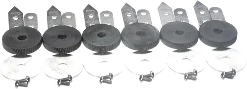 Vista 3 de Kit de 6 piezas de repuesto Edlund # 1, 1 OEM stainless steel blade, washer, support and 2 screws. Essential maintenance parts for busy commercial