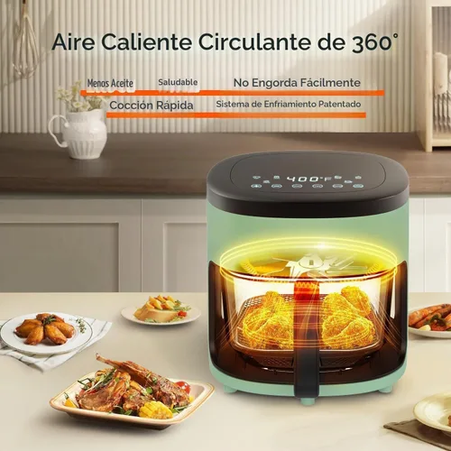 Vista 4 de Vexon Freidora de aire de 4.5 cuartos de galón, cocina compacta de aire caliente de 1200 W con ventana visible, cesta antiadherente, pantalla táctil