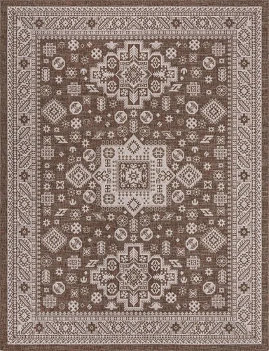 Vista 78 de Unique Loom Outdoor Aztec Collection Alfombra de área, Chalca (5 pies 3 pulgadas, octágono, aguamarina/marfil)