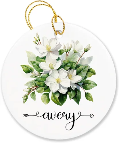 Vista 27 de Adorno personalizado de flor de azalea para la primera Navidad, adorno personalizado de Azalea 1ª Navidad, recuerdo de flores para amigos, regalo
