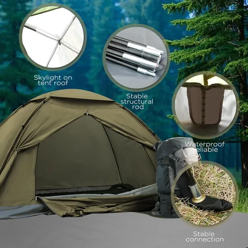 Vista 5 de JAICOM Tienda de campaña para 1/2/4 personas: tienda de campaña ligera para mochileros, impermeable, resistente al viento, fácil instalación