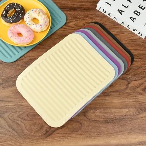 Vista 8 de Salvamanteles para platos, salvamanteles de silicona versátiles para cocina, tapete de platos y soporte para ollas para encimera, tapete resistente