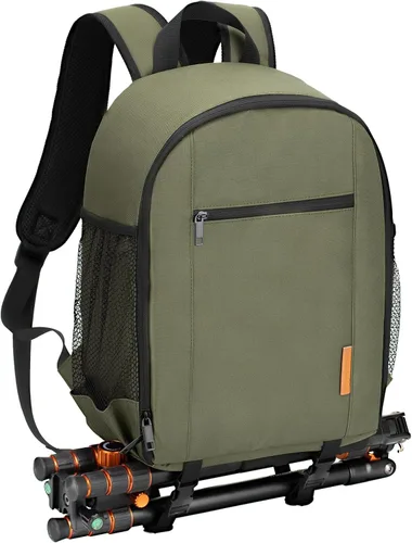 Vista 15 de TARION Mochila para cámara pequeña – Estuche profesional para fotografía DSLR con compartimento para laptop de 13 pulgadas y cubierta impermeable