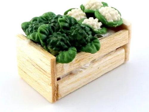 Vista 2 de Melody Jane - Caja de casa de muñecas con brócoli y coliflor, accesorio para tienda