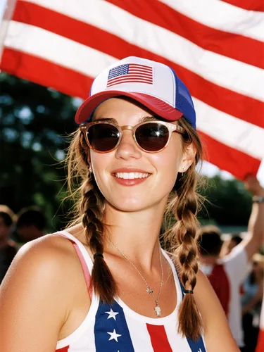 Vista 2 de Gorra de béisbol con la bandera estadounidense para hombres y mujeres, gorra de béisbol ajustable con malla trasera