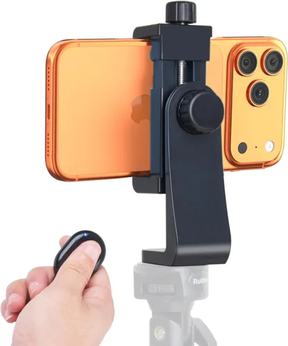 Vista 3 de Ruittos Adaptador de montaje de trípode para teléfono con control remoto de cámara, clip de soporte para teléfono celular con abrazadera ajustable