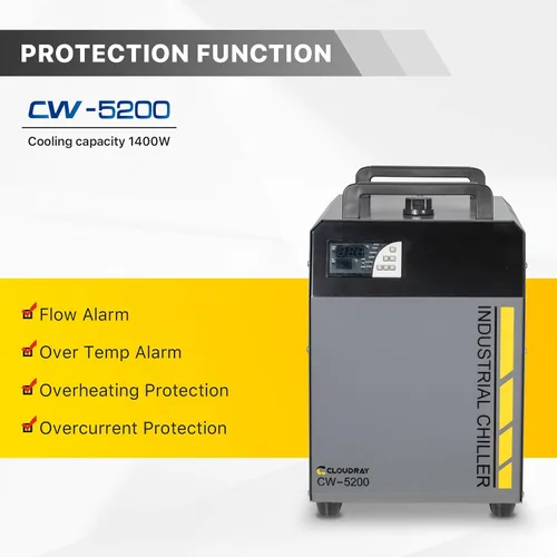 Vista 3 de Cloudray Enfriador de Agua Láser CO2 Industrial 6L 0.61HP CW5200 Termostato Preciso Recirculante CO2 Enfriador Láser Industrial para 60W 70W 80W 90W
