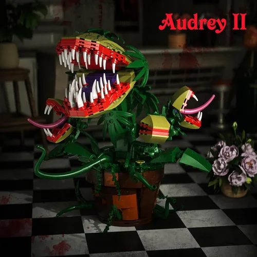 Vista 2 de Audrey II - Juego de 2 bloques de construcción botánicos de plantas de piraña compatibles con Lego, kit de juguetes de terror, decoración de tienda
