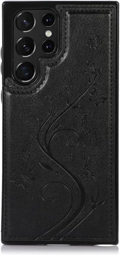 Vista 7 de Asuwish Funda para Samsung Galaxy S22 Ultra con protector de pantalla de vidrio templado, funda de cuero con soporte para tarjetas, doble cierre