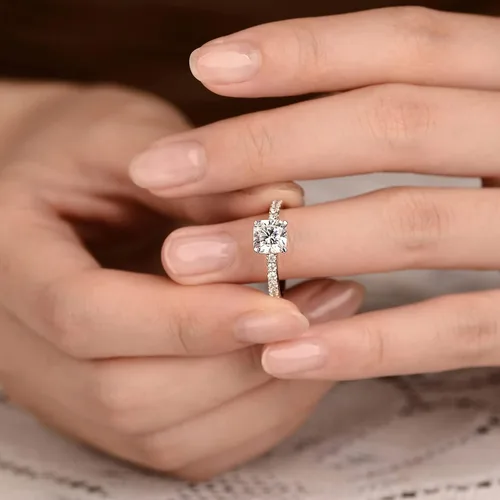 Vista 4 de SEIARA Anillos de compromiso de moissanita para mujer, anillos de promesa para ella, anillos con comodidad clásica y anillo de compromiso