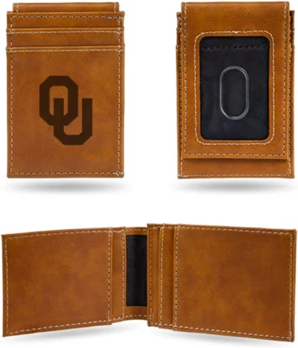 Vista 139 de Cartera de bolsillo frontal grabada con láser NCAA - Compacta/Cómoda/Delgada