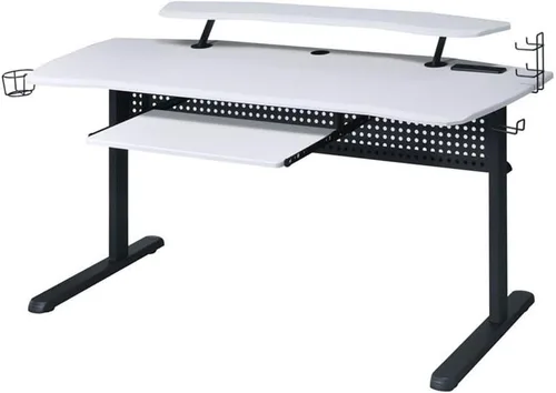 Vista 6 de Acme Vildre - Mesa de juegos de madera con puerto USB en blanco y negro Negro y amperio; acabado blanco