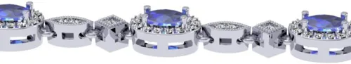 Vista 3 de Dazzlingrock Collection Pulsera de eslabones de mujer de diamante blanco de corte ovalado real con zafiro azul y corte redondo, plata esterlina