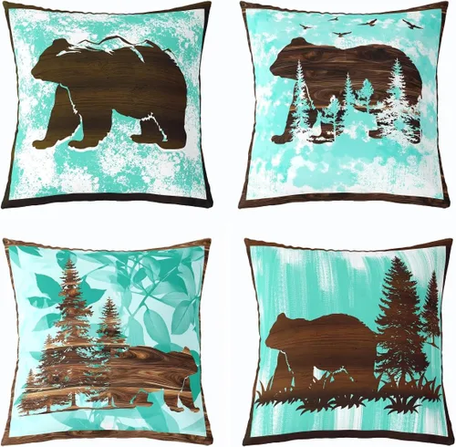 Vista 47 de Feelyou Fundas de Almohada Decorativas de León 16"x16" Juego de 4 Funda de Cojín Suave de Tigre Decoración de Lobo Funda de Almohada de Leopardo
