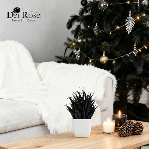 Vista 8 de Der Rose 2 Pack Fake Plants for Black Bathroom Halloween Decor Negro