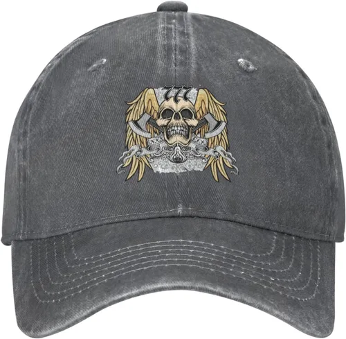 Vista 2 de Cowboy Hat Trendy Hats for Man and Women Djustable Four Season Outdoor Baseball Cap of Hell Skull with Angel Deep Heather