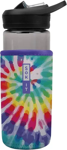 Vista 202 de Sok It BotlSok Funda para botella de agua con cubierta de neopreno aislante (Floral abstracto, se ajusta a CamelBak o Nalgene de 12 onzas)