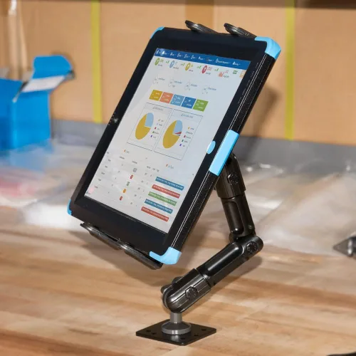 Vista 2 de ARKON Soportes – Soporte de tableta resistente base de taladro segura para automóviles, paredes y mesas, brazo ajustable que garantiza un