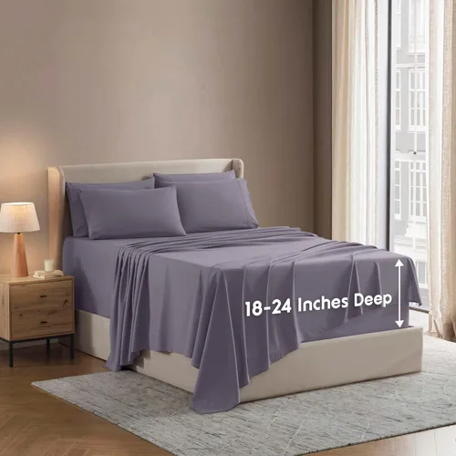 Vista 32 de Nestl - Juego de sábanas de bolsillo extraprofundo y de microfibra suave, 7 piezas, sábanas y fundas de almohada resistentes a la decoloración