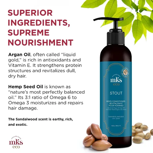 Vista 4 de Earthly Body MKS eco - Acondicionador robusto para hombres, aroma a sándalo, 10 onzas líquidas, hidrata el cabello, mejora la capacidad de manejo