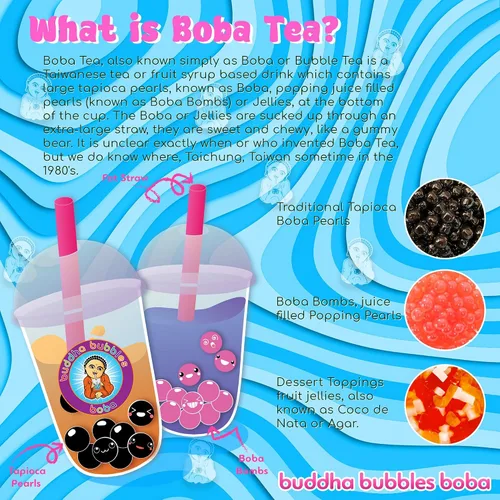 Vista 4 de Kit para preparar té de burbujas (boba), para 60+ bebidas y 6 sabores; incluye bolitas boba, tazas, mezclador y popotes