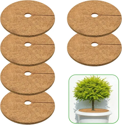 Vista 13 de ZeeDix Pack de 10 anillos de mantillo de fibra de coco, anillo de mantillo de coco coir de 6 pulgadas, protector de árbol 100% natural, anillo