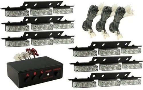Vista 3 de 54 luces LED estroboscópicas intermitentes de uso de advertencia de emergencia para vehículo de emergencia para rejilla de tablero de parabrisas Azul