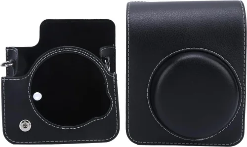 Vista 4 de i - Funda de piel sintética para cámara Instax Mini 40, funda protectora delgada para cámara digital con correa de hombro ajustable, Negro -, Fine