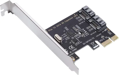 Vista 3 de Tarjeta controladora PCI Express 3.0 (2 puertos), convertidor PCIe a SATA III de 6 Gb/s, compatible con SSD y HDD, incluye soporte y 2 cables SATA
