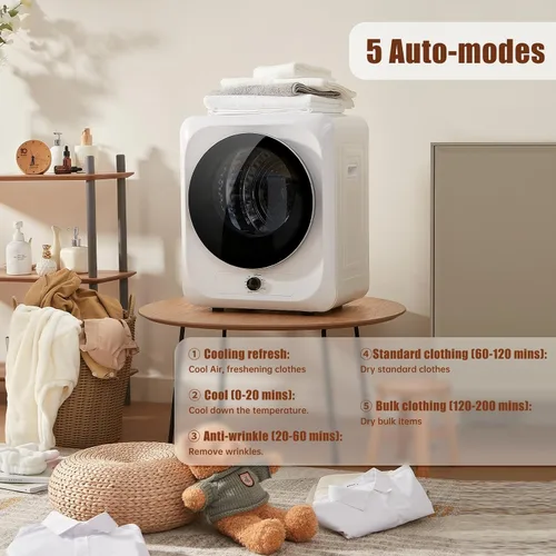 Vista 5 de Auertech Juego combinado de lavadora y secadora portátil, lavadora totalmente automática de 18 libras, secadora portátil de 1.5 pies cúbicos