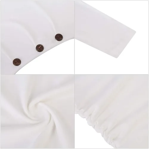 Vista 6 de Coolmee - Camiseta de maternidad fruncida con botones laterales, túnicas de maternidad de manga corta