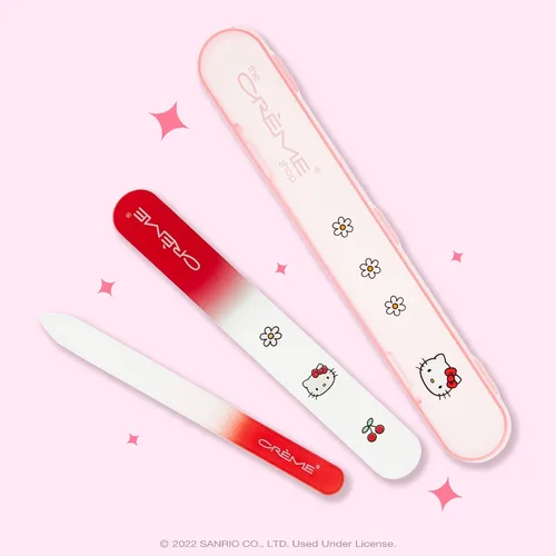 Vista 2 de The Crème Shop x Hello Kitty - Juego de limas de uñas de cristal prémium (rojo)