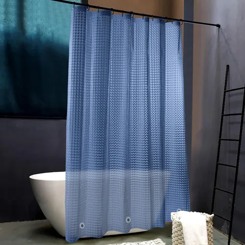 Vista 14 de NTBAY - Cortina de ducha transparente de etilvinilacetato, repelente al agua, para cabina de ducha de baño, tejido gofre a cuadros, 72 x 72 pulgadas